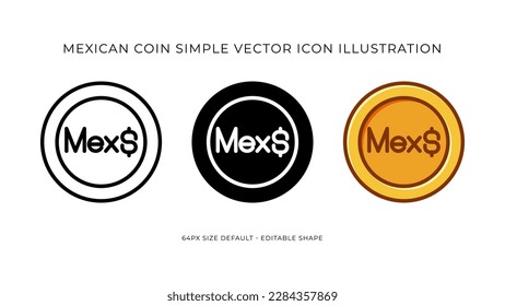 Mexican Peso Simple Vector Icon Illustration