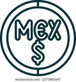 Mexican Peso Symbol Element For Design Graphic