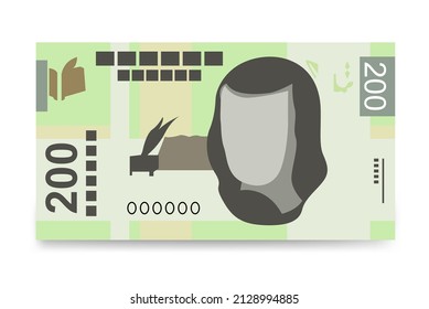 Mexican peso Vector Illustration. Mexico money set bundle banknotes. Paper money 200 MXN. Flat style. Isolated on white background. Simple minimal design.