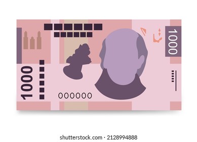 Mexican peso Vector Illustration. Mexico money set bundle banknotes. Paper money 1000 MXN. Flat style. Isolated on white background. Simple minimal design.