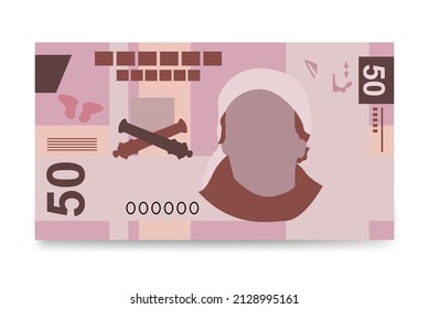 Mexican peso Vector Illustration. Mexico money set bundle banknotes. Paper money 50 MXN. Flat style. Isolated on white background. Simple minimal design.