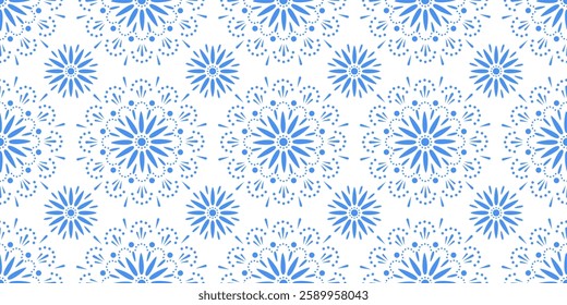 Mexican picado papercut template. Abstract seamless pattern with floral. Ethnic folk background. Surface cover design. Fabric textile print.