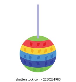 Mexican pinata ball icon isometric vector. Mexico birthday. Candy carnival