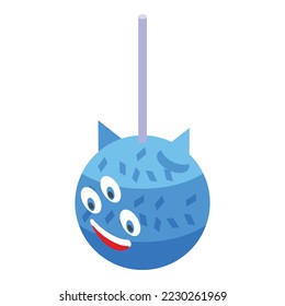 Mexican pinata blue monster icon isometric vector. Mexico party. Candy carnival
