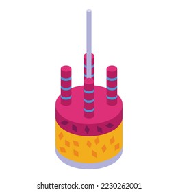 Mexican pinata cake icon isometric vector. Mexico party. Candy hat