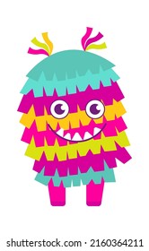 Mexican pinata  Children Birthday Party colorful toy and treats  Vector illustration