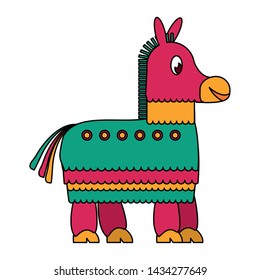 Mexican pinata donkey cartoon isolated icon vector illustration graphic design