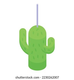 Mexican pinata green cactus icon isometric vector. Mexico party. Candy carnival