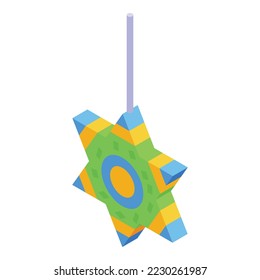 Mexican pinata green star icon isometric vector. Mexico party. Candy carnival