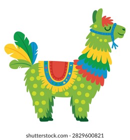 Mexican pinata llama vector illustration colorful papier mache toy ideal for child party celebration treats festive event and decorative design concepts