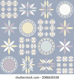 Mexican plaid with decorative flowers. Seamless pattern. Textile. Ethnic boho ornament. Vector illustration for web design or print.