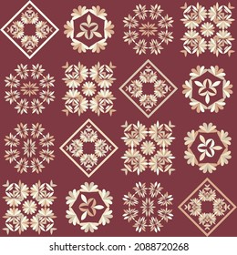 Mexican plaid with decorative flowers. Seamless pattern. Textile. Ethnic boho ornament. Vector illustration for web design or print.