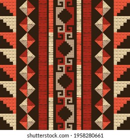 Mexican plaid. Navajo. Seamless pattern. Design with manual hatching. Textile. Ethnic boho ornament. Vector illustration for web design or print.