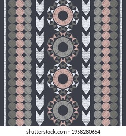 Mexican plaid. Navajo. Seamless pattern. Design with manual hatching. Textile. Ethnic boho ornament. Vector illustration for web design or print.