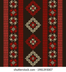 Mexican plaid. Navajo. Seamless pattern. Design with manual hatching. Textile. Ethnic boho ornament. Vector illustration for web design or print.
