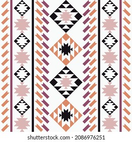 Mexican plaid. Navajo. Seamless pattern. Design with manual hatching. Textile. Ethnic boho ornament. Vector illustration for web design or print.