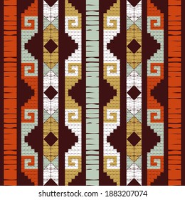 Mexican plaid. Seamless pattern. Design with manual hatching. Textile. Ethnic boho ornament. Vector illustration for web design or print.