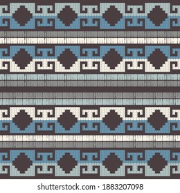 Mexican plaid. Seamless pattern. Design with manual hatching. Textile. Ethnic boho ornament. Vector illustration for web design or print.