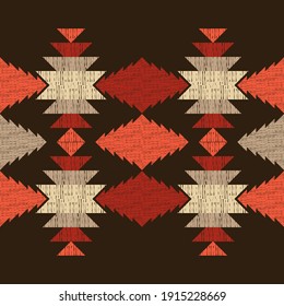 yegua mexicana. Patrón sin foco. Diseño con eclosión manual. Textil. Ornamento étnico de boho. Ilustración vectorial para diseño web o impresión.