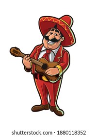 Mexican playing the guitar cartoon