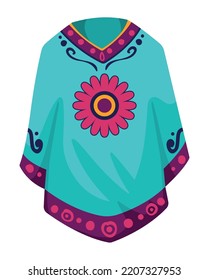 mexican poncho traditional wear icon