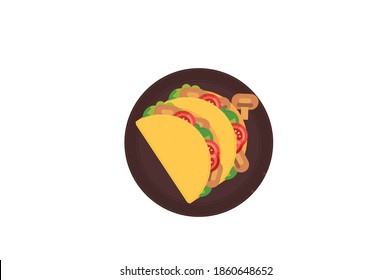Mexican pork carnitas tacos flat vector illustration isolated on white background