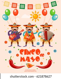 Mexican Poster in Retro Style. Welcome to Mexico vector illustration. Cinco de Mayo celebration card is 5 of May holiday banner