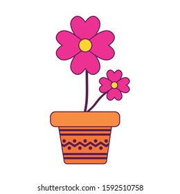 Mexican pot with flowers design, Mexico culture tourism landmark latin and party theme Vector illustration