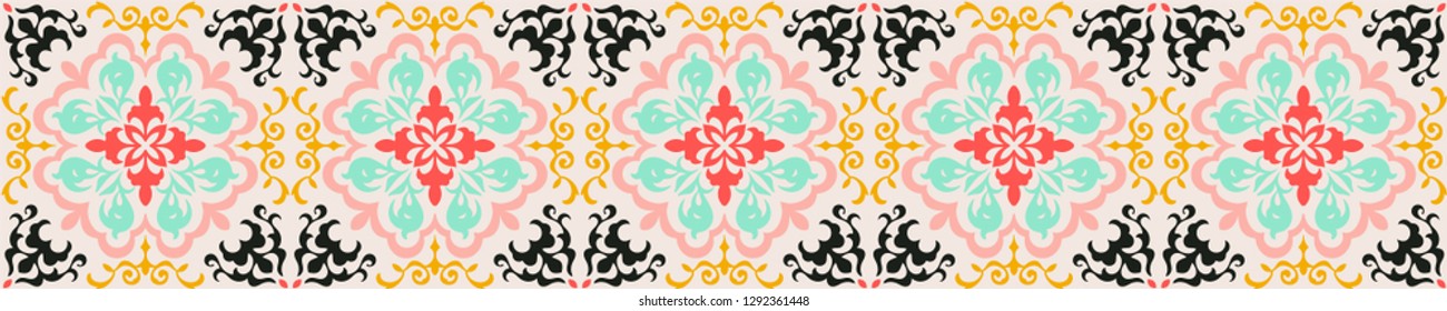 Mexican pottery Talavera. Portuguese tile azulejo. Damask floral background. Turkish ornament, Moroccan mosaic. Spanish porcelain. Ceramic dishes, folk print. Mediterranean wallpaper. Art Deco. 