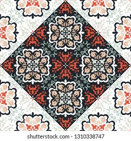 Mexican pottery Talavera. Portuguese tile azulejo. Damask floral background. Turkish ornament, Moroccan mosaic. Spanish porcelain. Ceramic dishes, folk print. Mediterranean wallpaper. Art Deco. 