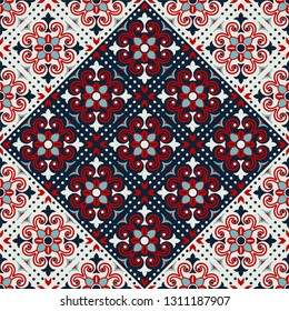 Mexican pottery Talavera. Portuguese tile azulejo. Damask floral background. Turkish ornament, Moroccan mosaic. Spanish porcelain. Ceramic dishes, folk print. Mediterranean wallpaper. Art Deco. 