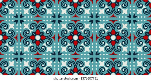 Mexican pottery Talavera. Portuguese tile azulejo. Damask floral background. Turkish ornament, Moroccan mosaic. Spanish porcelain. Ceramic dishes, folk print. Mediterranean wallpaper. Art Deco. 