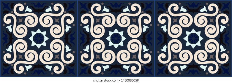 Mexican pottery Talavera. Portuguese tile azulejo. Damask floral background. Turkish ornament, Moroccan mosaic. Spanish porcelain. Ceramic dishes, folk print. Mediterranean wallpaper. Art Deco.