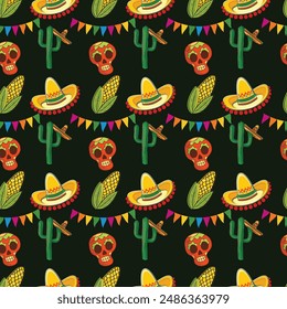 Mexican Powermix Seamless Vector Pattern Design