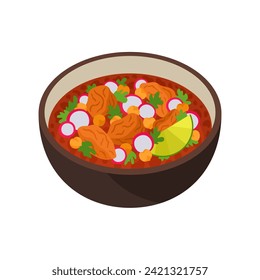 Mexican Pozole soup vector illustration