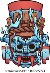 Mexican prehispanic Tlaloc Aztec god water vessel. Vector clip art illustration with simple gradients. All on a single layer.
