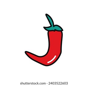 Mexican product of food colorful set. Bright chili pepper, which is depicted on a white background, is the main ingredient of Mexican cuisine. Vector illustration.