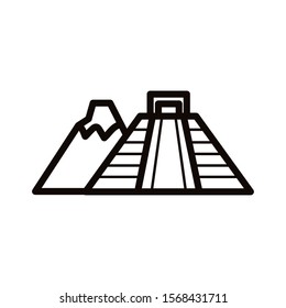 mexican pyramid culture fill style icon vector illustration design