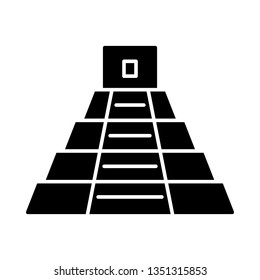 Mexican pyramid glyph icon. Teotihuacan. Mayan pyramid. Stairs up. Silhouette symbol. Negative space. Vector isolated illustration