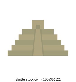 mexican pyramid icon over white background, flat style, vector illustration