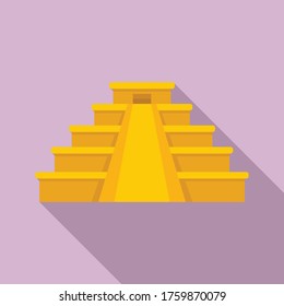 Mexican pyramide icon. Flat illustration of mexican pyramide vector icon for web design