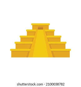 Mexican pyramide icon. Flat illustration of mexican pyramide vector icon isolated on white background