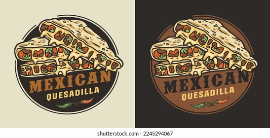 Mexican quesadilla food or traditional quesadillas mexico fast food with tortilla and meat.
