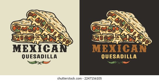 Mexican quesadilla food or traditional quesadillas mexico fast food with tortilla and meat.