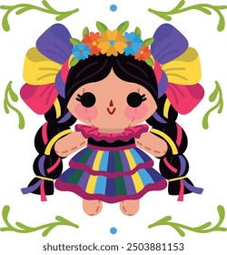 Mexican rag doll illustration, traditional Marias dolls