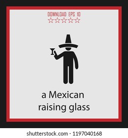 a Mexican raising glass  vector icon