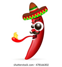 Mexican red hot chili pepper vector illustration