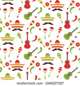 Mexican repeating seamless pattern. EPS 10 vector. Cinco de Mayo seamless fabric . Stock vector.