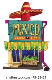 mexican restaurant - cartoon