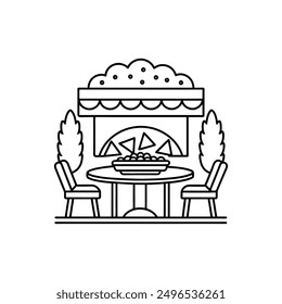 Mexican Restaurant with Enchiladas  Line Art Vector